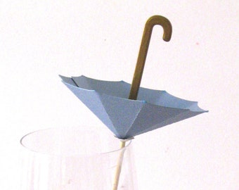 10 blue cocktail umbrellas with umbrella handle upside down Cocktail umbrella party drink parasols umbrella party reception decor bar supply