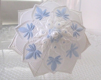 10 embossed white & Delft Cocktail umbrellas wedding hand-colored blue mini drink umbrella drink topper cocktail umbrellas wedding reception