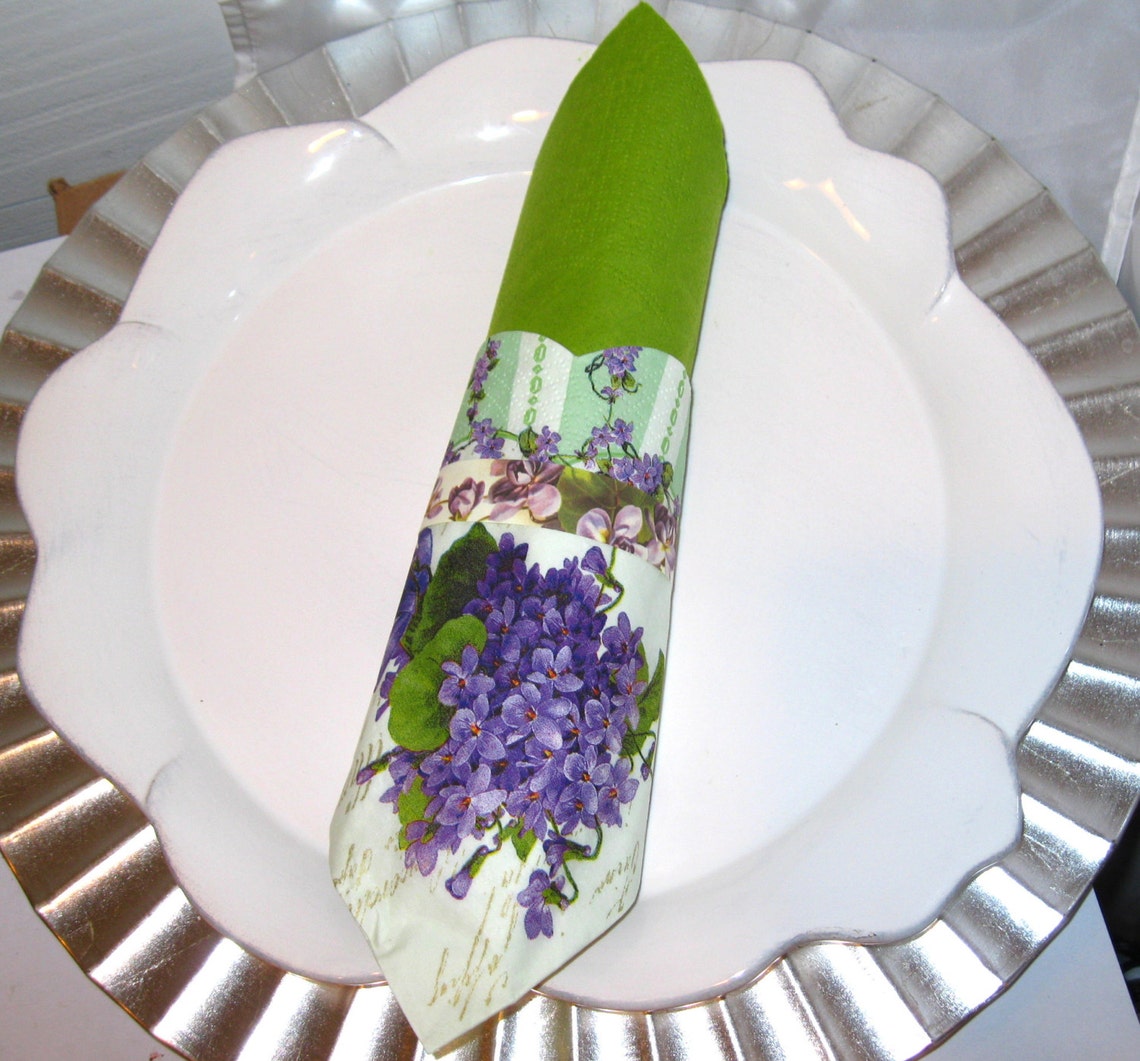 Floral Violets Napkins 10 Paper Napkin Rolls Dinner Napkins Etsy