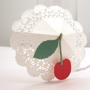10 or 20 Cherry Stem Xmas doily Cocktail umbrellas paper drink umbrellas Cocktail Bar supplies reception drink toppers party bar table decor