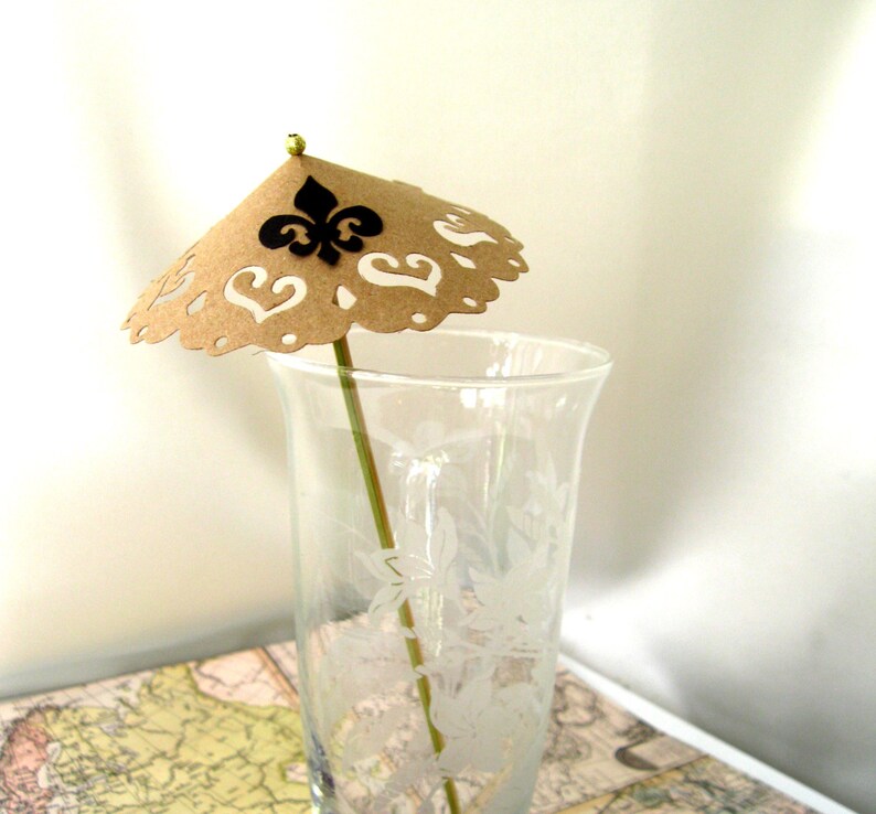 20 Kraft Cocktail Umbrellas Wedding Mini Drink Umbrellas Black Etsy