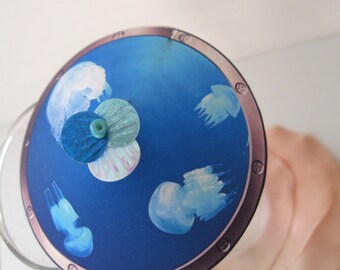 20 Blue Ocean Jellyfish Portal Cocktail umbrellas wedding mini drink umbrellas Cocktail cocktail umbrellas wedding reception decor