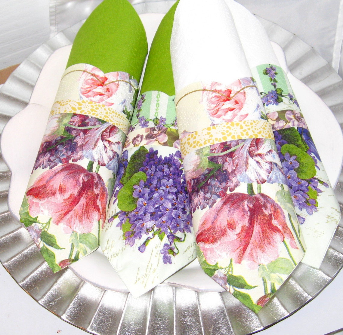 Floral Violets Napkins 10 Paper Napkin Rolls Dinner Napkins Etsy