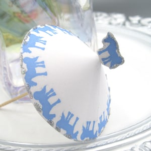 10 - 20 Blue and white unicorn cocktail umbrellas glitter white and blue drink toppers Cocktail custom cocktail umbrellas wedding reception
