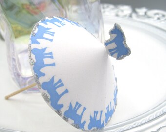 10 - 20 Blue and white unicorn cocktail umbrellas glitter white and blue drink toppers Cocktail custom cocktail umbrellas wedding reception