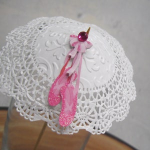 10 White doily Cocktail umbrellas pink ballet slippers drink parasol umbrella cocktail umbrella wedding reception table decor bar accessory