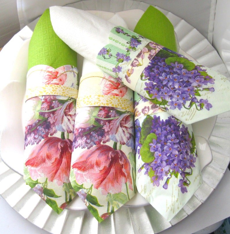 Floral Violets Napkins 10 Paper Napkin Rolls Dinner Napkins Etsy