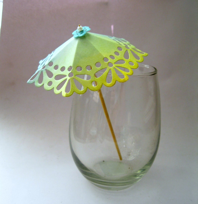 Blue Ombre doily Cocktail umbrellas 20 doily Cocktail with topper cocktail umbrella wedding reception wine decor accessories