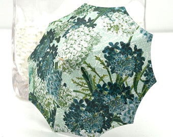 10 or 20 green floral cocktail umbrella handmade paper Simply fancy budget custom cocktail umbrellas wedding reception handmade paper garden