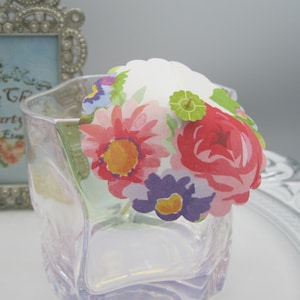 10 - 20 Bright floral and white cocktail umbrellas drink topper Cocktail custom craft cocktail cupcake umbrella wedding reception decor