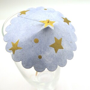 10 or 20 sky blue with stars handmade paper cocktail umbrellas Cocktail umbrellas Cocktail custom cocktail umbrellas wedding reception bar