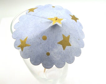 10 or 20 sky blue with stars handmade paper cocktail umbrellas Cocktail umbrellas Cocktail custom cocktail umbrellas wedding reception bar