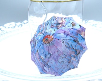 Blue watercolor floral Cocktail umbrellas 10 / 20 wedding mini drink umbrellas paper Cocktail umbrellas wedding reception decor handmade