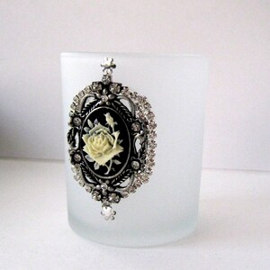 2 jeweled frosted white cameo votive candle holders Silver fancy jeweled votive larger votive rhinestone bling Table decor party decor gifts