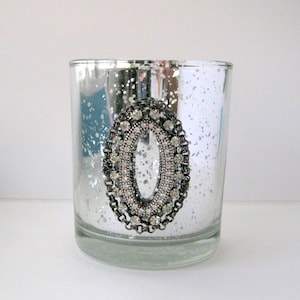 2 rhinestone jeweled silver mercury glass large Votive Holders rhinestone jeweled Candle Holder modern Wedding reception table wedding decor
