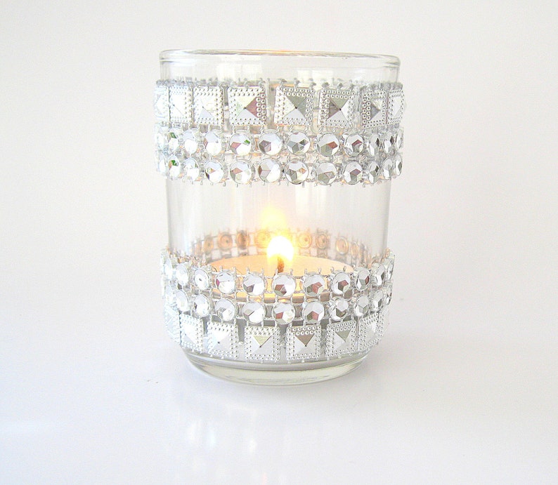 Silver jeweled bling Candle Holders votive 10 jeweled votive Etsy