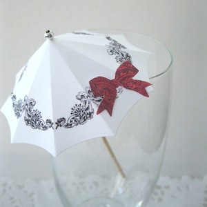 20 White and black lace Cocktail umbrellas wedding mini drink umbrellas Cocktail white and black cocktail umbrellas wedding reception decor
