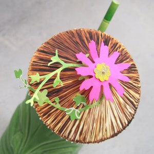 NEW color 20 Tiki Cocktail umbrellas Hot pink tropical flower wedding drink parasol Cocktail umbrella skewer stirrer wedding reception decor