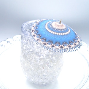 Blue fringed fancy unique Cocktail umbrellas 10 or 20 wedding mini drink umbrellas paper Cocktail umbrellas wedding reception decor handmade
