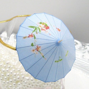 10 or 20 Japanese light blue and floral cocktail umbrellas drink umbrella Cocktail custom cocktail cupcake umbrella reception accessory