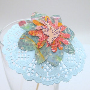 10 or 20 flowers and bird doily Cocktail umbrellas paper drink umbrellas Cocktail Bar supplies reception drink toppers party bar table decor
