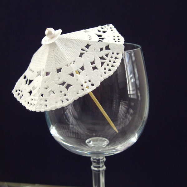 20 Cocktail umbrellas drink parasol 20 doily small umbrella Cocktail doilies White cocktail umbrellas wedding reception table decor party