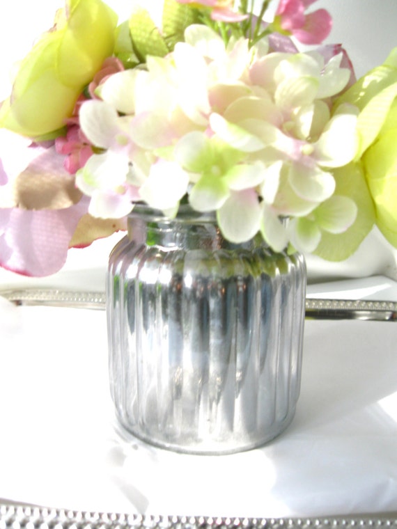 Set 4 Silver Mercury Vases 4 Mercury Glass Vases Decor Wedding Etsy