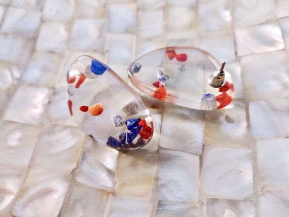 Confetti Stud Earrings, Large Clear Acrylic with … - image 6