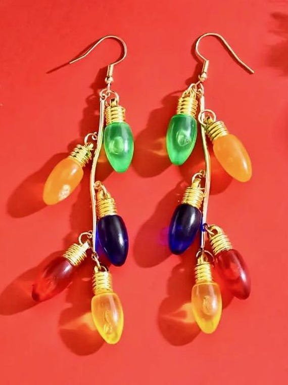 Christmas Tree Lights Festive Statement Earrings … - image 4