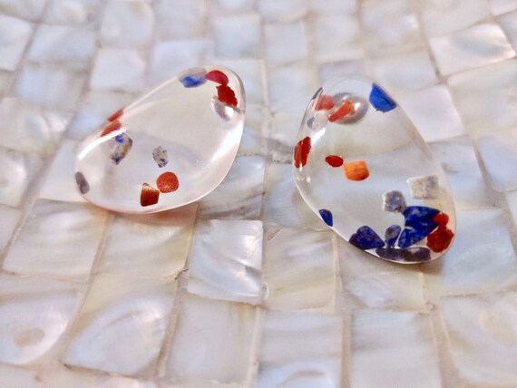 Confetti Stud Earrings, Large Clear Acrylic with … - image 1