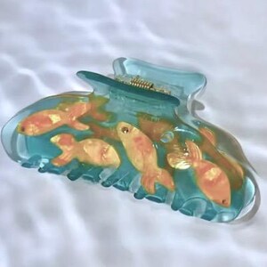 Hair Claw with 3-Dimensional Gold Fish Design, Medium Size, New and Fun!