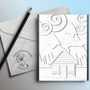 Greeting Card - Cabin Collage - Monochromatic