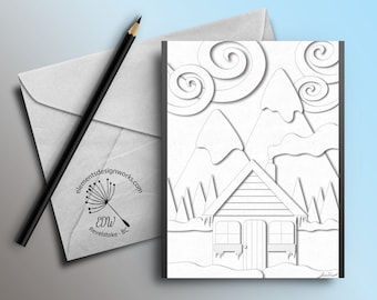 Greeting Card - Cabin Collage - Monochromatic