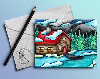 Carte de vœux - Cabane dans les bois #3