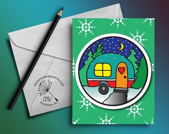 Greeting Card - Camper Life - Bright Green