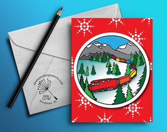Greeting Card - Choo Choo - Bright Red