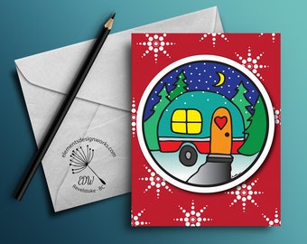 Greeting Card - Camper Life - Deep Red