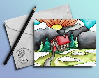 Carte de vœux - Cabane dans les bois #2