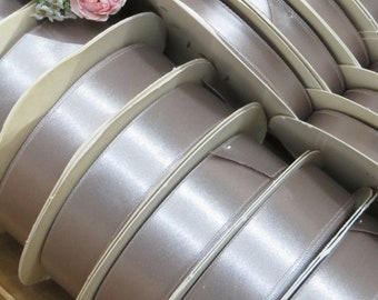 20y Roll MAUVE GRAY CHAMPAGNE 7/8" Satin Ribbon double Faced Trim Taupe Beige French Doll Dress Antique Wedding 1920s ribbonwork Millinery