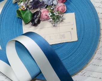 1y 1940s NAVY SILK BLUE 1.5 Velvet Ribbon Taffeta Back French Trim Millinery Hat flower Vestment 1920s Flapper Art Deco Antique Ribbonwork