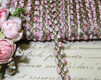 2 Yards BABY PNK METALLIC Rococo 3/8" Trim French Rosette Flower Ribbon Ribbonwork Doll Dress
