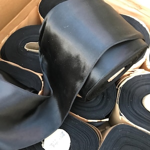 1 Roll Lux Rayon 4&quot; BLACK SATIN RIBBON Vintage Rayon Matte Double Face Satin Trim French Hat Millinery Rose Bow cocarde Choker Wedding