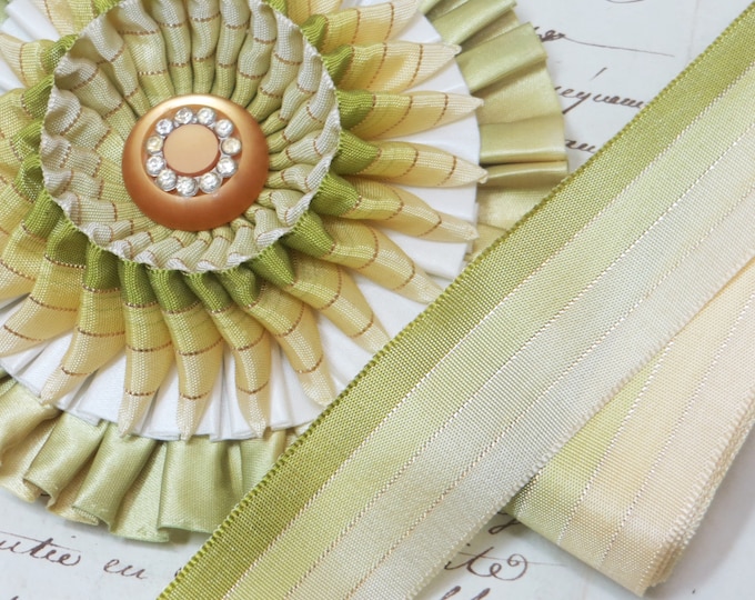 1y CHARTREUSE SAGE OMBRE Gold Metallic Rayon Taffeta Ribbon - Etsy