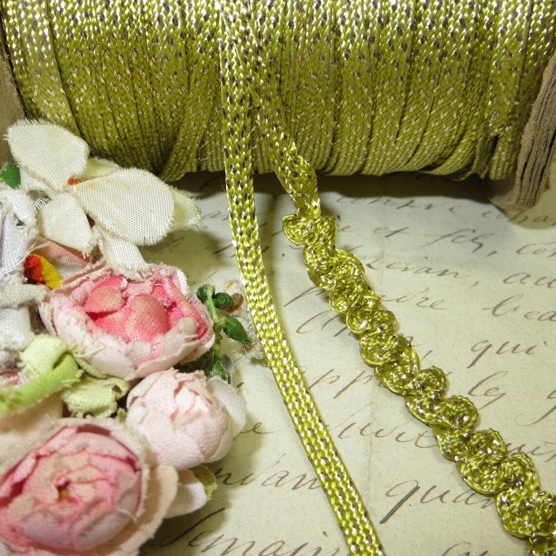 3y CHARTREUSE METALLIC RUCHING Ribbon Trim Tag: French Metal | Etsy