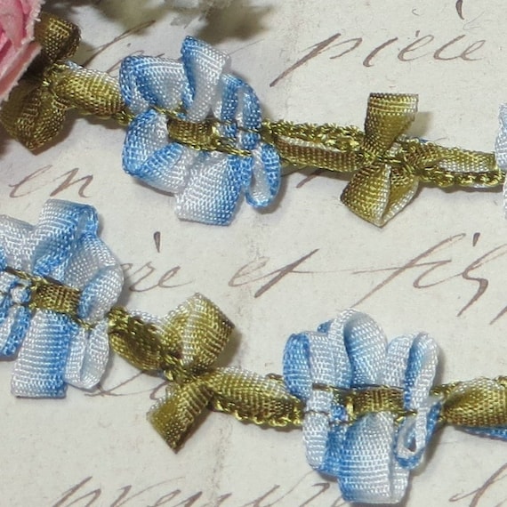 1y MOKUBA 3//16/" PINK GREEN ROCOCO ROSETTE FLOWER BOW RIBBON TRIM FRENCH DOLL