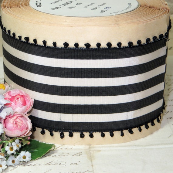 2 1//4/" VTG SWISS RAYON RIBBON CANDY STRIPE YELLOW WHITE TRIM FASCINATOR HAT FLWR