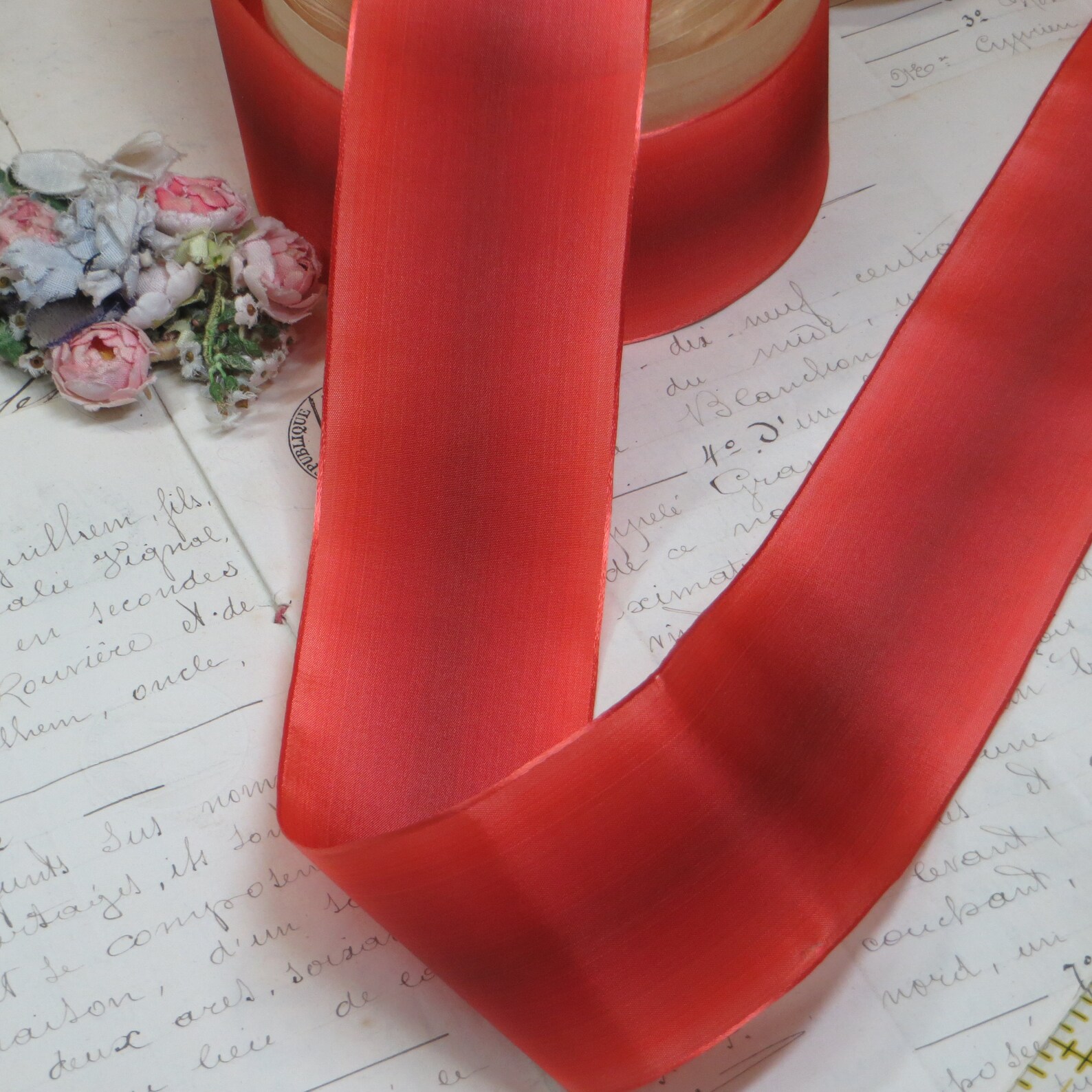 1y ORANGE RED TOMATO Ombre Taffeta Ribbon 2