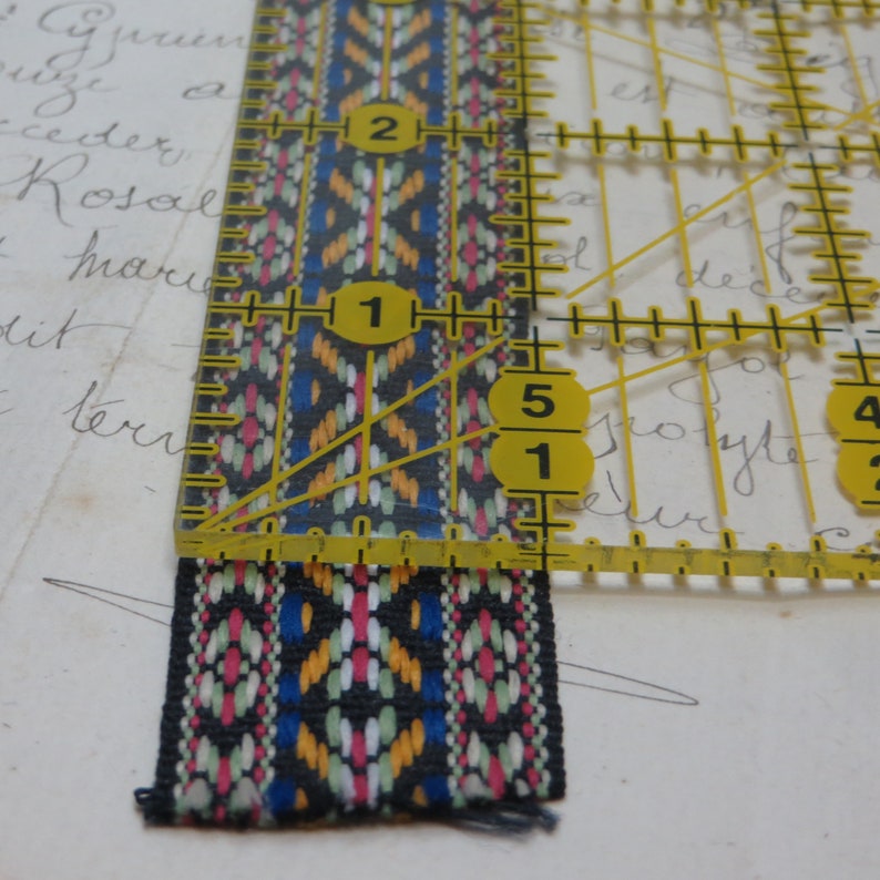 3y NAVY BLUE JACQUARD Ribbon Trim Tag Edelweiss Scandinavian Tribal Ethnic Trim American Indian Boho Gypsy Hippie Bohemian Brocade Fabric