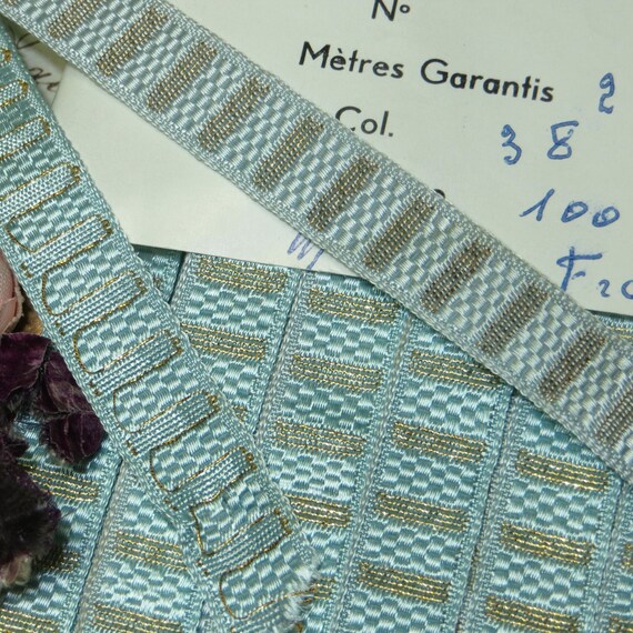 10mm White Blue Floral Rayon Edging per metre