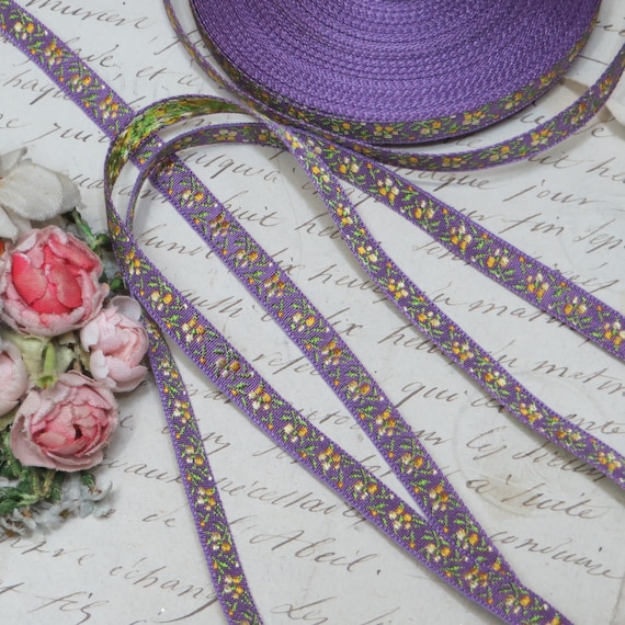 1y VTG 3//4/" MAUVE PINK OMBRE RIBBON TRIM BROCADE ROCOCO JACQUARD FRENCH DRESS